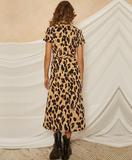 New Summer Dress Women Leopard Printed Sundress Sexy Deep V-neck Bandage Split Beach Dresses