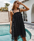 Elegant Flower Embroidery Mini Dress Women Sexy Spaghetti Strap Summer Sundress