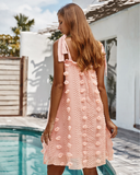 Elegant Flower Embroidery Mini Dress Women Sexy Spaghetti Strap Summer Sundress