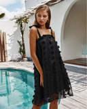 Elegant Flower Embroidery Mini Dress Women Sexy Spaghetti Strap Summer Sundress