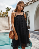 Elegant Flower Embroidery Mini Dress Women Sexy Spaghetti Strap Summer Sundress