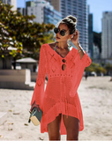 V neck white mesh lace dress women sexy summer beach short dress Causal flare sleeve dress