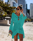 V neck white mesh lace dress women sexy summer beach short dress Causal flare sleeve dress