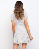 Floral Print Women Dress Summer Deep V-Neck Holiday Style Mini Dress