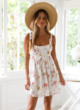 New Boho Elegant Ruffle Print Women Summer Mini Dress Beach Casual Floral Ladies Sundress