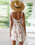 New Boho Elegant Ruffle Print Women Summer Mini Dress Beach Casual Floral Ladies Sundress