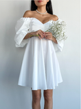 Short Lantern Sleeves Elegant V-Neck Ruched Dress Summer Party Ladies Prom Dress
