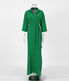 Women Long Wrap Dresses Autumn Belt Fashion Office Ladies Dress A-Line Slit Dress