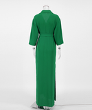 Women Long Wrap Dresses Autumn Belt Fashion Office Ladies Dress A-Line Slit Dress