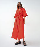 Wrap Long Dresses Women Casual Loose Half Sleeve Cotton Linen Office Blazers Dress