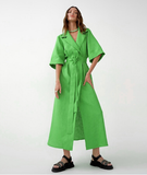 Wrap Long Dresses Women Casual Loose Half Sleeve Cotton Linen Office Blazers Dress