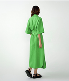 Wrap Long Dresses Women Casual Loose Half Sleeve Cotton Linen Office Blazers Dress