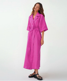 Wrap Long Dresses Women Casual Loose Half Sleeve Cotton Linen Office Blazers Dress