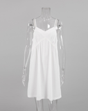 Strap Sexy White Dresses V Neck Summer Casual Home Nightwear Mini Cotton Sundress