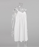 Strap Sexy White Dresses V Neck Summer Casual Home Nightwear Mini Cotton Sundress