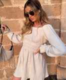 High Waist Mini Dress Female Pink Dress A-Line Short Autumn Dresses