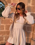 High Waist Mini Dress Female Pink Dress A-Line Short Autumn Dresses