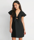 Bow Hollow Flying Sleeves Pencil Dress Mini High Waist Holiday Slim Elegant Dresses
