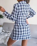 Long Sleeve Lace-Up Women Shirt Dress Single-Breasted Cotton Linen Autumn Print Dresses