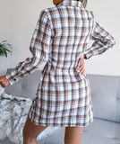 Long Sleeve Lace-Up Women Shirt Dress Single-Breasted Cotton Linen Autumn Print Dresses