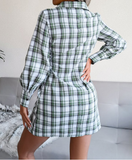 Long Sleeve Lace-Up Women Shirt Dress Single-Breasted Cotton Linen Autumn Print Dresses