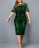 Sequin Mesh Lace Elegant Evening Dresses Party Dress Sequined Net Yarn Mesh Hip Wrap Dress