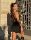 Silk Sexy Backless Sling y2k Skirt Spaghetti Strap Backless Tight Waist Club Party Dresses