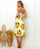 Button Backless Polka Dot Striped Women Dress Boho Sexy Floral Female Dress