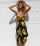 Button Backless Polka Dot Striped Women Dress Boho Sexy Floral Female Dress