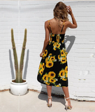 Button Backless Polka Dot Striped Women Dress Boho Sexy Floral Female Dress