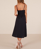 WHite Summer Ladies Casual Beach Dress Midi Button Backless Women Dress