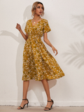 Chiffon Dress Summer Dress Casual V-neck Short-sleeved A-line Beach Long Robe Dress