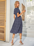 Chiffon Dress Casual V-neck Short-sleeved A-line Beach Long Robe Dress