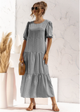 New Women Summer Long Dress Lady Elegant Casual Plaid Loose Party Maxi Dress
