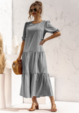 New Women Summer Long Dress Lady Elegant Casual Plaid Loose Party Maxi Dress