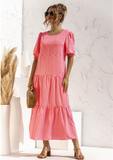 New Women Summer Long Dress Lady Elegant Casual Plaid Loose Party Maxi Dress