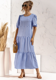 New Women Summer Long Dress Lady Elegant Casual Plaid Loose Party Maxi Dress
