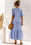 New Women Summer Long Dress Lady Elegant Casual Plaid Loose Party Maxi Dress