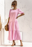 New Women Summer Long Dress Lady Elegant Casual Plaid Loose Party Maxi Dress