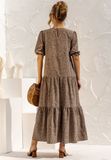 Polka Dot Print Long Dress Lady Elegant Casual Plaid Loose Party Maxi Dress