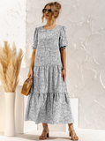 Polka Dot Print Long Dress Lady Elegant Casual Plaid Loose Party Maxi Dress