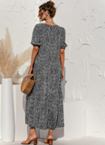 Polka Dot Print Long Dress Lady Elegant Casual Plaid Loose Party Maxi Dress