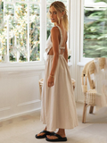New Strap Backless Long Dress Elegant Retro Dress Sexy Spaghetti Strap Dress
