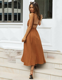 New Strap Backless Long Dress Elegant Retro Dress Sexy Spaghetti Strap Dress