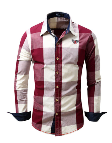 Long Sleeve Big Plaid Designer Shirt For Men Casual Cotton Mixed Colors