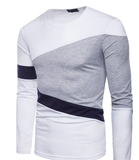 Slim Fit Long Sleeve Basic Simple Casual Patchwork Round Neck T-shirt