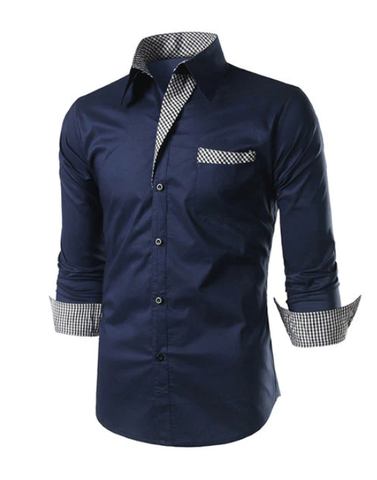 Slim Checked Button Up Designer Business Casual Fashion Shirts for Men