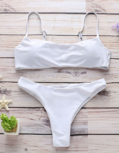 Europe and America sexy split strap solid color bikini