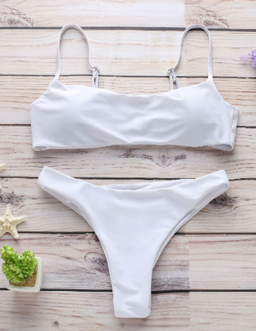 Europe and America sexy split strap solid color bikini