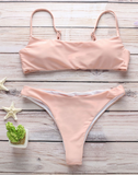 Europe and America sexy split strap solid color bikini
